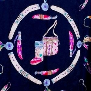 J. D'ormont Paris 100% Silk Scarf Vintage Red Black & Multi Color